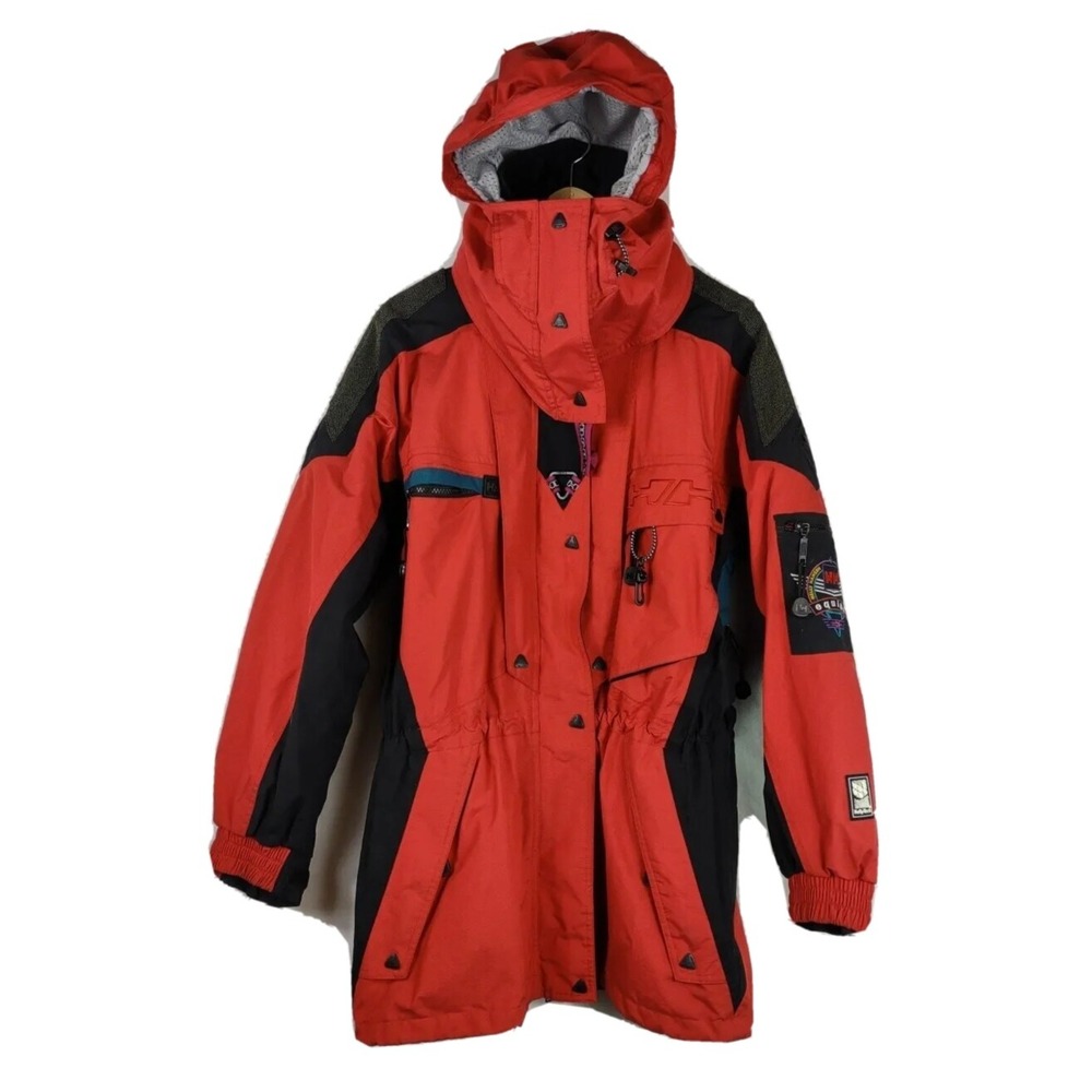 VTG Helly Hansen Snowboard Ski Jacket Hooded Red Medium Thinsulate Helly Tech